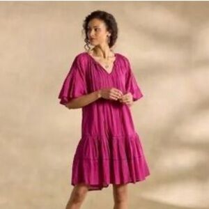 Sundance Womans Size Large Plum Color Tiered Baby Doll Dress